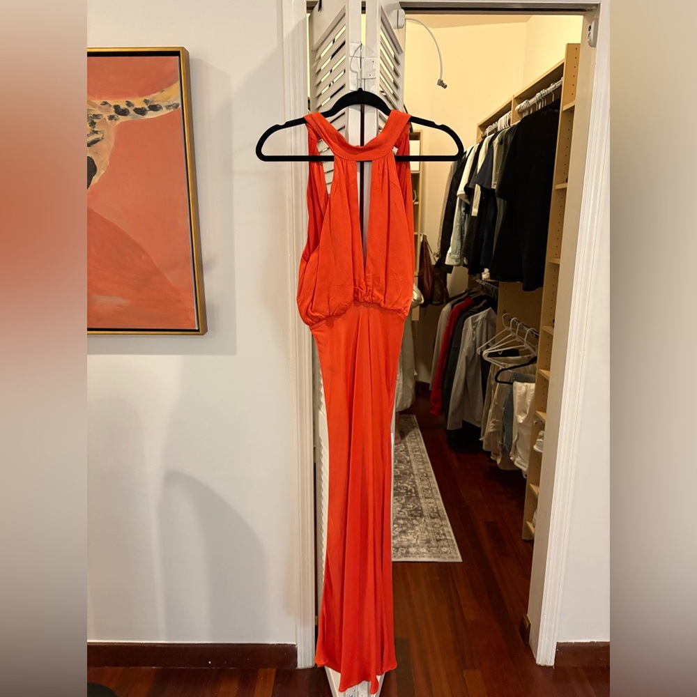 Zara Vibrant Orange Backless Dress